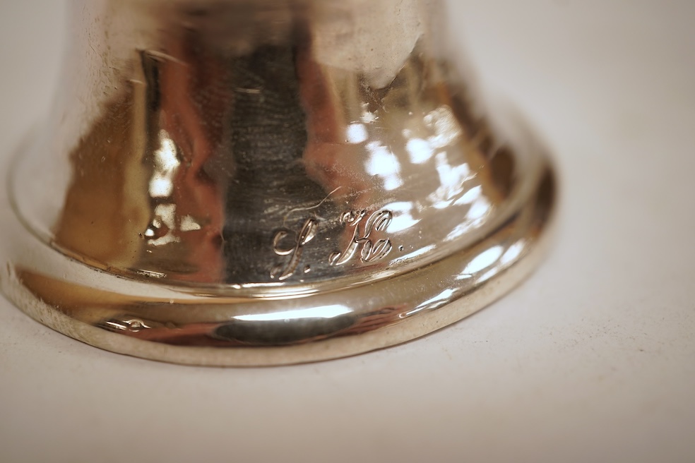 A 19th century Austro-Hungarian small white metal table bell, date 1856? 96mm, 77 grams.